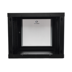 Gabinete de Pared de 9U con Puerta de Cristal Templado, 455 mm de Profundidad, Rack de 19'', Acero Reforzado Color Negro.