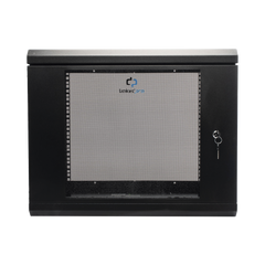Gabinete de Pared de 9U con Puerta de Cristal Templado, 455 mm de Profundidad, Rack de 19'', Acero Reforzado Color Negro.