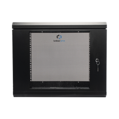 Gabinete de Pared de 9U con Puerta de Cristal Templado, 455 mm de Profundidad, Rack de 19'', Acero Reforzado Color Negro.