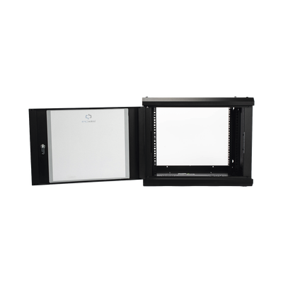 Gabinete de Pared de 9U con Puerta de Cristal Templado, 479.5 mm de Profundidad, Rack de 19'', Acero Reforzado Gris Mate