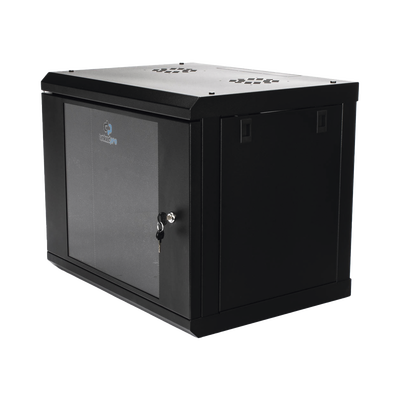 Gabinete de Pared de 9U con Puerta de Cristal Templado, 479.5 mm de Profundidad, Rack de 19'', Acero Reforzado Gris Mate