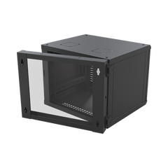Gabinete Abatible de Pared (Con Marco Trasero) con Rack 19" de 12 Unidades. Ventana de Cristal Templado.