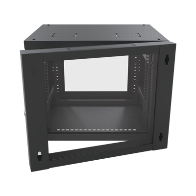 Gabinete Abatible de Pared (Con Marco Trasero) con Rack 19" de 12 Unidades. Ventana de Cristal Templado.