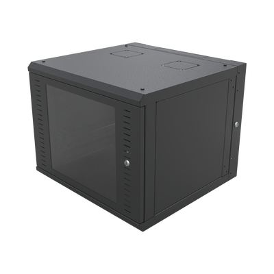 Gabinete Abatible de Pared (Con Marco Trasero) con Rack 19" de 12 Unidades. Ventana de Cristal Templado.