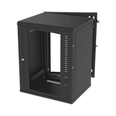 Gabinete Abatible de Pared (Con Marco Trasero) con Rack 19" de 16 Unidades. Ventana de Cristal Templado.