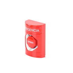 Botón de Emergencia, Texto en Español, Color Rojo, Acción Mantenida, Girar para Restablecer y LED Multicolor