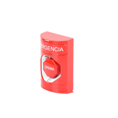 Botón de Emergencia, Texto en Español, Color Rojo, Acción Mantenida, Girar para Restablecer y LED Multicolor