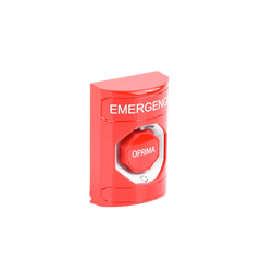 Botón de Emergencia, Texto en Español, Color Rojo, Acción Mantenida, Girar para Restablecer y LED Multicolor
