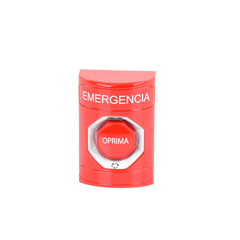 Botón de Emergencia, Texto en Español, Color Rojo, Acción Mantenida, Girar para Restablecer y LED Multicolor