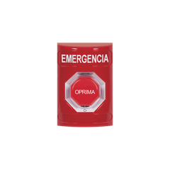 Botón de Emergencia, Texto en Español, Color Rojo, Acción Mantenida, Girar para Restablecer y LED Multicolor