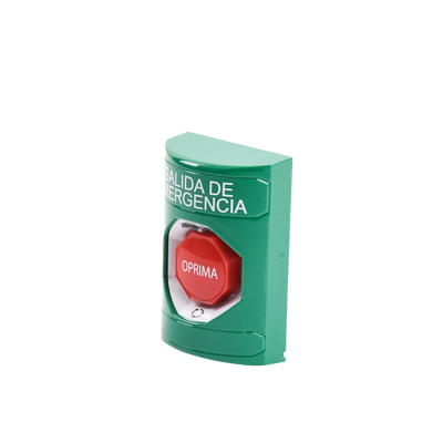 Botón de Salida de Emergencia , Texto en Español,  Acción Mantenida, Girar para Restablecer, LED de iluminación