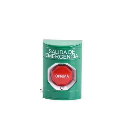 Botón de Salida de Emergencia , Texto en Español,  Acción Mantenida, Girar para Restablecer, LED de iluminación