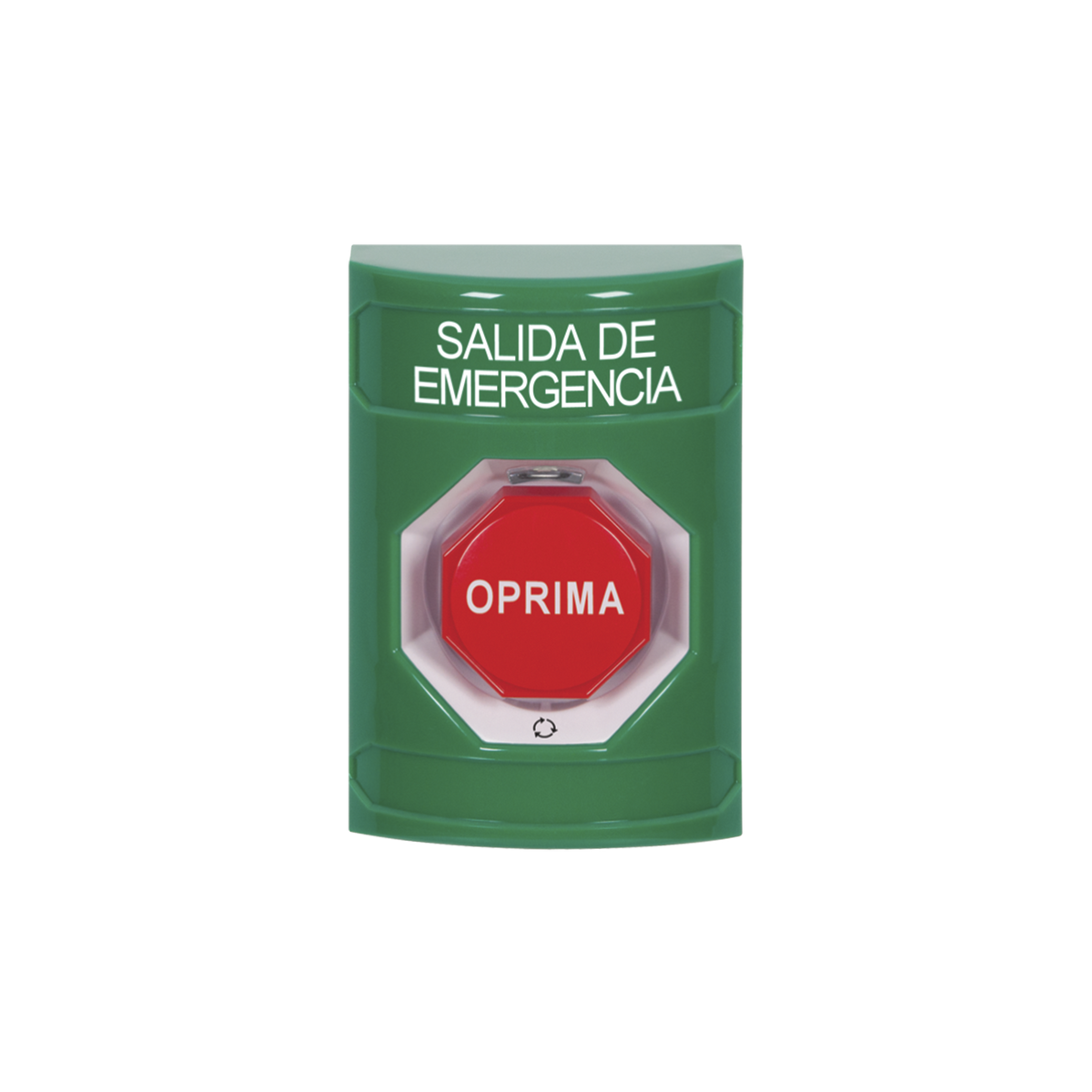 Botón de Salida de Emergencia , Texto en Español,  Acción Mantenida, Girar para Restablecer, LED de iluminación