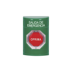 Botón de Salida de Emergencia , Texto en Español,  Acción Mantenida, Girar para Restablecer, LED de iluminación