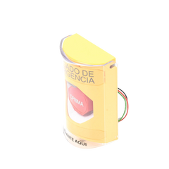 Botón de Apagado de Emergencia, Texto en Español, Tapa Protectora de Policarbonato Súper Resistente, Restablecimiento con Llave