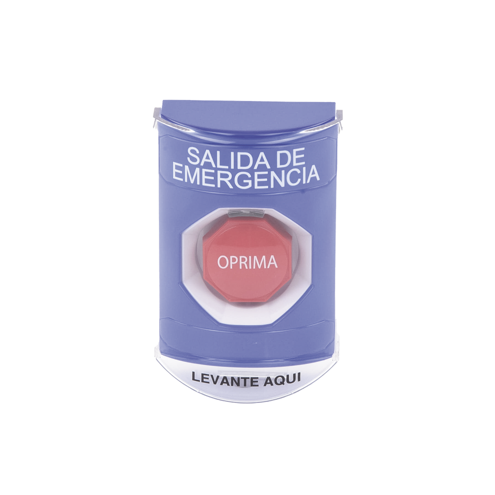 Botón de Salida de Emergencia, Texto en Español, Tapa Protectora de Policarbonato Súper Resistente, Restablecimiento con Llave