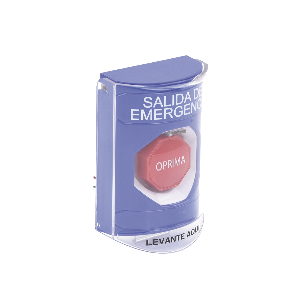 Botón de Salida de Emergencia, Texto en Español, Tapa Protectora de Policarbonato Súper Resistente, Restablecimiento con Llave