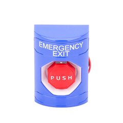 Botón De Salida De Emergencia Con Bocina De Advertencia Integrada, Interior/Exterior, Texto En Ingles, Tapa Protectora De Policarbonato Súper Resistente, Neumático
