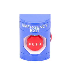 Botón De Salida De Emergencia Con Bocina De Advertencia Integrada, Interior/Exterior, Texto En Ingles, Tapa Protectora De Policarbonato Súper Resistente, Neumático