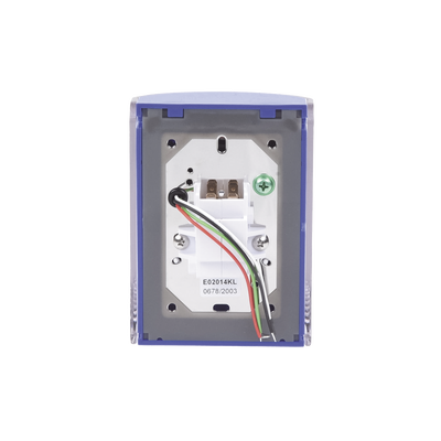 ?Botón Multipropósito, Color Azul, De Superficie, Con Tapa De Policarbonato, Con Bocina Pre Alarma, Solo Interior, Llave Para Restablecer, Texto De Emergencia, Español