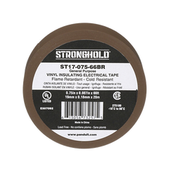 Cinta Eléctrica STRONGHOLD para Aislar, de PVC, Uso General Reparación y Mantenimiento, Grosor de 0.18mm (7 mil), Ancho de 19mm, y 20.12m de Largo, Color Café