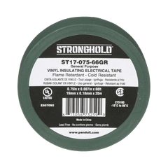 Cinta Eléctrica STRONGHOLD para Aislar, de PVC, Uso General Reparación y Mantenimiento, Grosor de 0.18mm (7 mil), Ancho de 19mm, y 20.12m de Largo, Color Verde