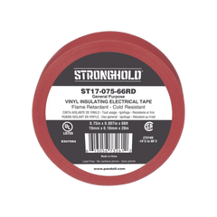 Cinta Eléctrica STRONGHOLD para Aislar, de PVC, Uso General Reparación y Mantenimiento, Grosor de 0.18mm (7 mil), Ancho de 19mm, y 20.12m de Largo, Color Rojo