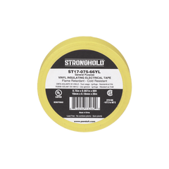 Cinta Eléctrica STRONGHOLD para Aislar, de PVC, Uso General Reparación y Mantenimiento, Grosor de 0.18mm (7 mil), Ancho de 19mm, y 20.12m de Largo, Color Amarillo
