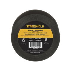 Cinta Eléctrica STRONGHOLD para Aislar, de PVC, Trabajo Pesado Eléctrico Industrial (Soporta UV, abrasión, agua, aceite y corrosión), Grosor de 0.21 mm (8.5 mil), Ancho de 38 mm, y 20 m de Largo, Uso Interior/Exterior, Color Ne
