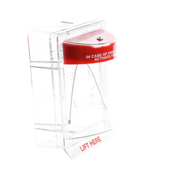 Cubierta Protectora Serie Stopper II® De Policarbonato, Con Bocina, Espaciador Transparente, Montaje en Superficie, Etiqueta en Inglés