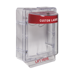 Cubierta Protectora Serie Stopper II® De Policarbonato, Con Bocina, Espaciador Transparente, Montaje en Superficie, Etiqueta Personalizada