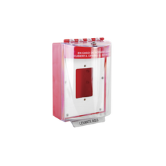 Cubierta Universal De Policarbonato Con Espaciador y Placa De Montaje Interna, Texto De Incendio En Español, Interior/Exterior, Serie Universal Stopper®