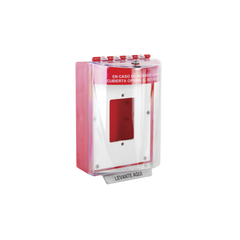 Cubierta Universal De Policarbonato Con Espaciador y Placa De Montaje Interna, Texto De Incendio En Español, Interior/Exterior, Serie Universal Stopper®