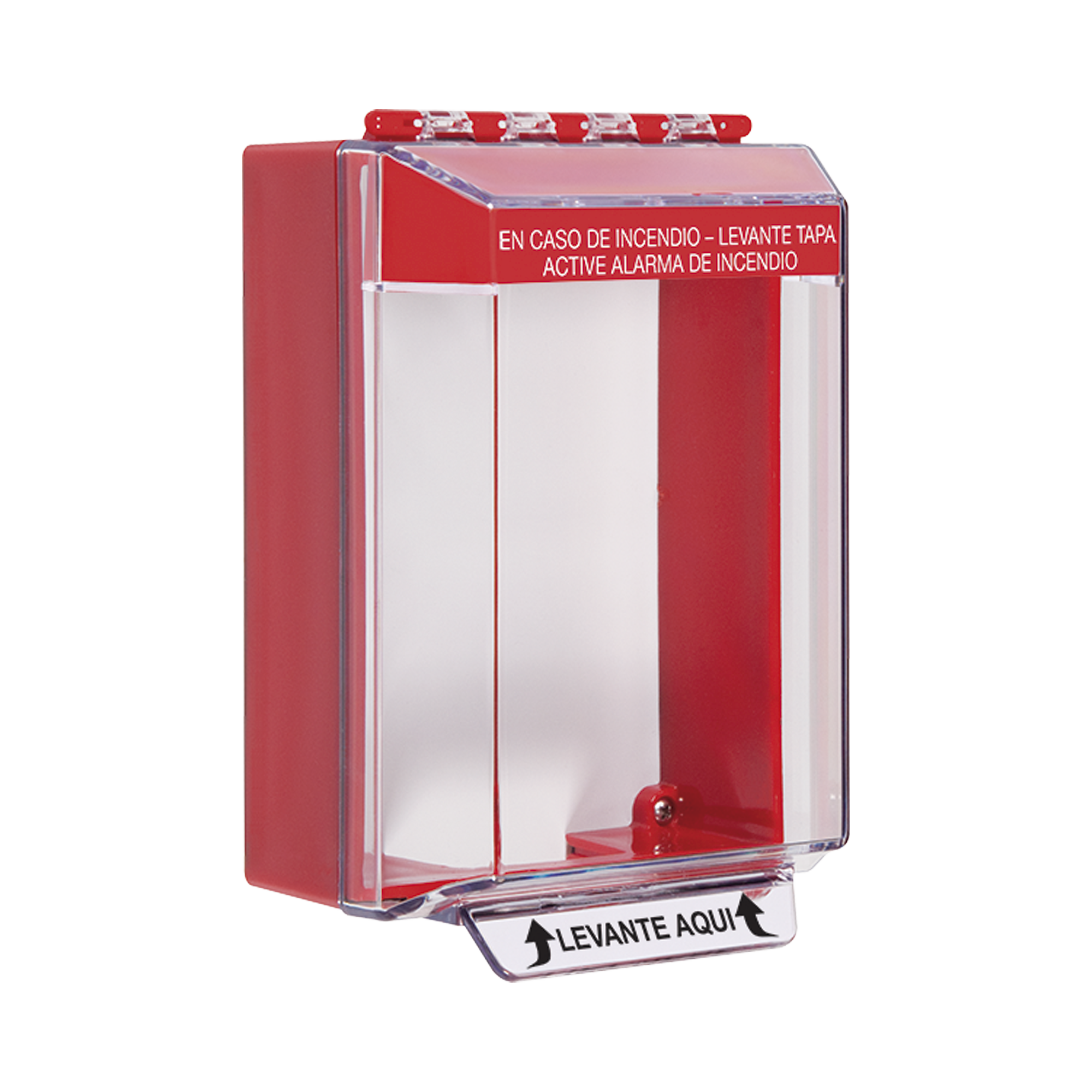 Cubierta Universal De Montaje Superficial, Con Espaciador 1.46", Serie Universal Stopper® Texto De Incendio En Español