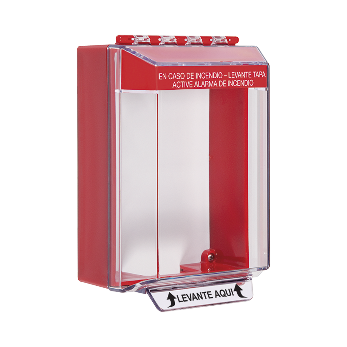 Cubierta Universal De Montaje Superficial, Con Espaciador 1.46", Serie Universal Stopper® Texto De Incendio En Español