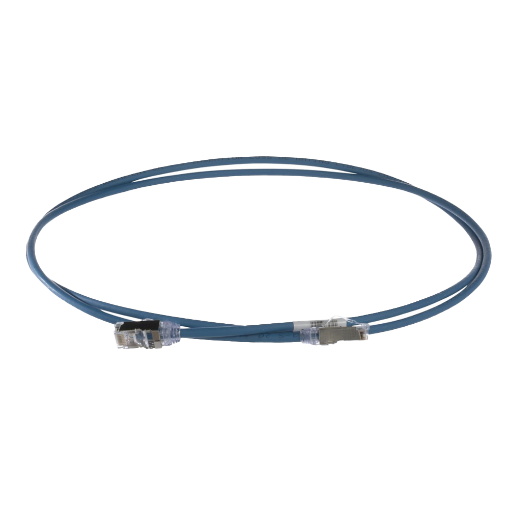 Patch Cord Cat6A, Diametro Reducido 28 AWG, Blindado S/FTP, CM/LS0H, 3 Metros, Color Azul