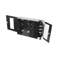 Caja de Conexión de Fibra Óptica, para Montaje en Pared, hasta 192 Puertos LC o SC (Acepta 8 Placas Acopladoras), Color Negro