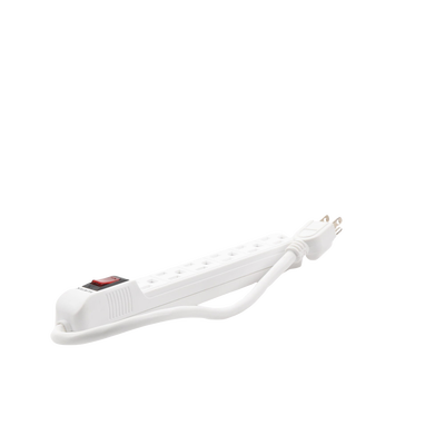 Multicontacto con cable 30 cm. 6 tomas 127 Vca línea, tierra, neutro 15 A max.