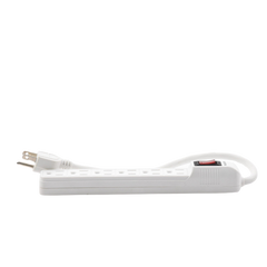 Multicontacto con cable 30 cm. 6 tomas 127 Vca línea, tierra, neutro 15 A max.