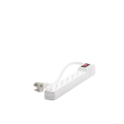 Multicontacto con cable 30 cm. 6 tomas 127 Vca línea, tierra, neutro 15 A max.