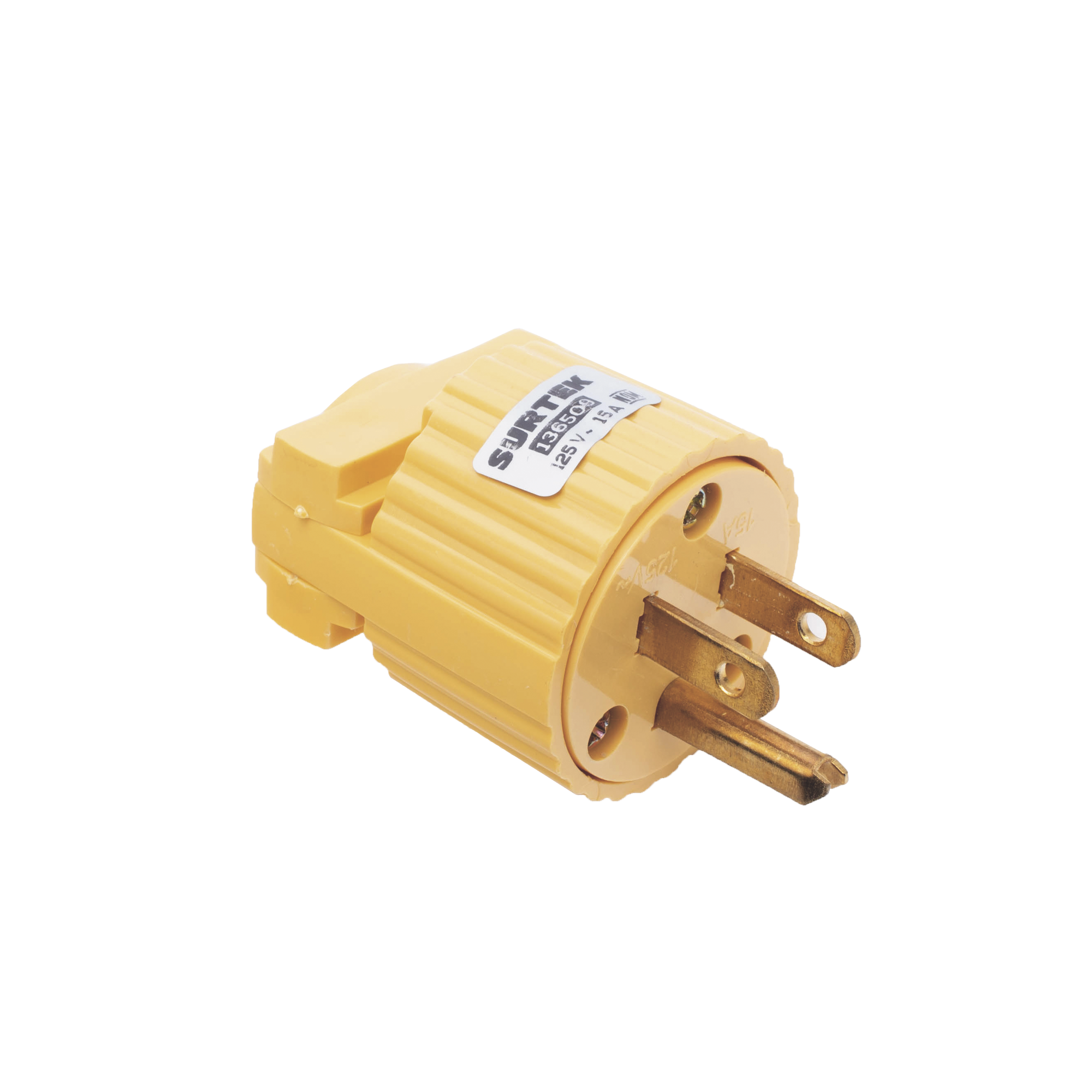 Clavija con Abrazadera Plástica Aterrizada  / 127 V CA 15 A Max.  / Fabricada en Plastico ABS.