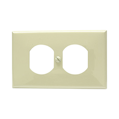 Placa de plástico para contacto dúplex color marfil.