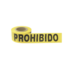 Cinta para barricada "PROHIBIDO EL PASO" de 100 m y ancho de 3".