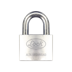Candado de hierro alta seguridad con llave de disco/ Acabado Cromado/ Llaves Abloy/ Medida de Horquilla 34 mm.