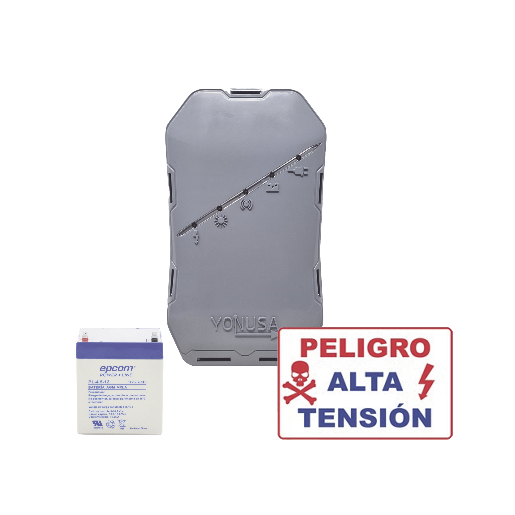 KIT deEnergizador 12,000Volts - .5 Joules / 500 Mts Lineales de Protección / Cercas Electrificadas / Llavero Incluido