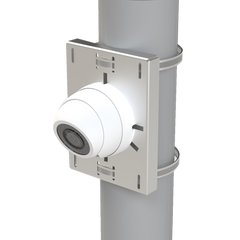 Montaje universal galvanizado para instalación de cámaras en poste 2" a 5" color gris galvanizado