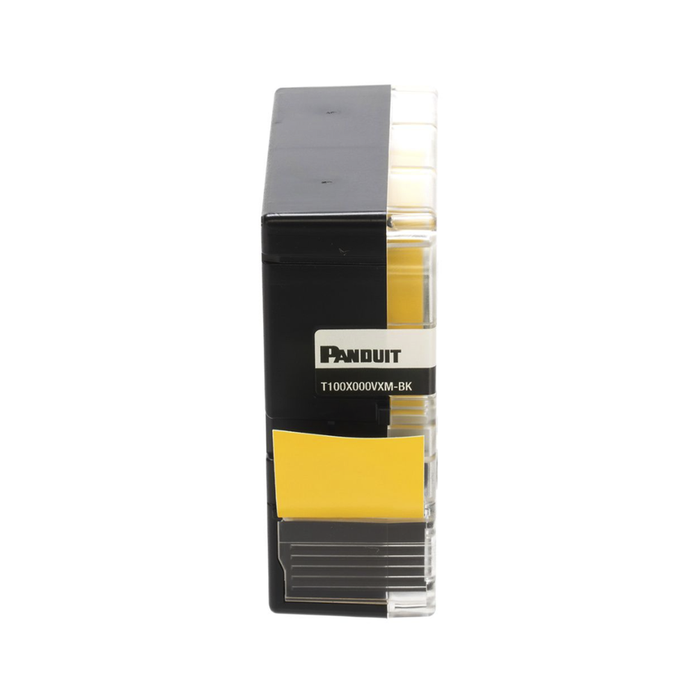 Casete de Etiquetas de Vinilo de Cinta Continua, Color Negro Sobre Amarillo, Uso Interior/Exterior, 24 mm (0.94 Pulgadas) de Ancho x 7 Metros (23 Pies) de Largo