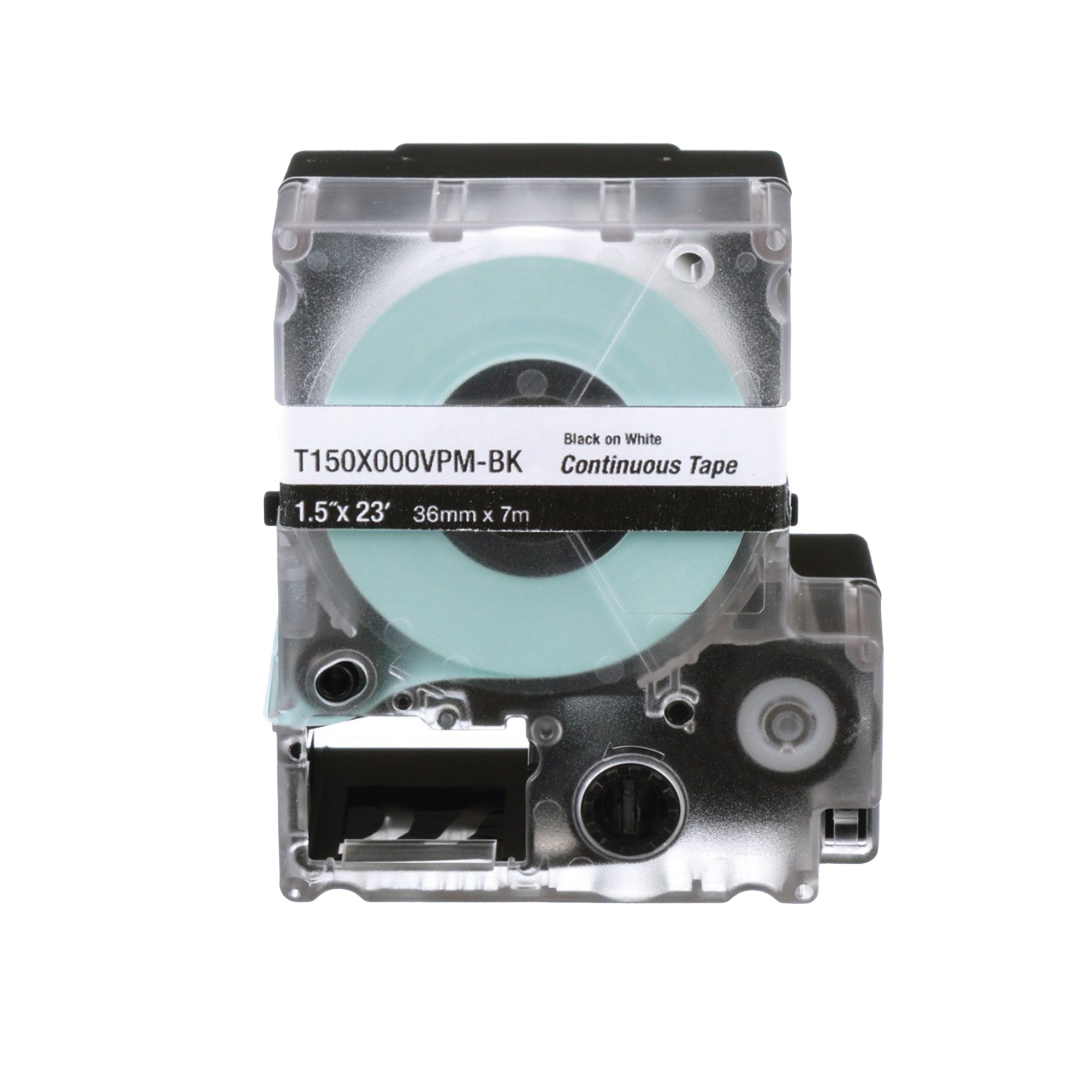Casete de Etiquetas de Vinilo de Cinta Continua, Color Negro Sobre Blanco, Uso Interior/Exterior, 36 mm (1.42 Pulgadas) de Ancho x 7.6 Metros (24.93 Pies) de Largo