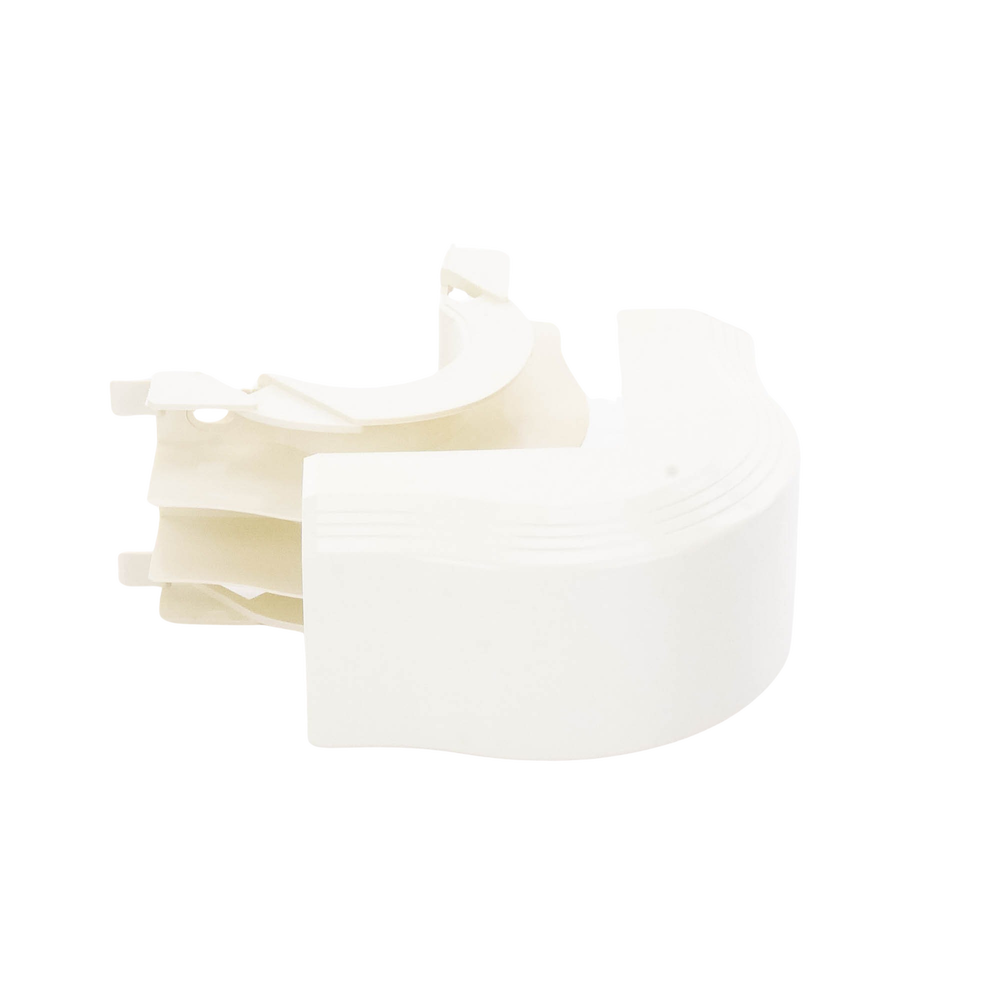 Esquinero exterior, para uso con canaleta T45, Material PVC Rígido, Color Blanco Mate