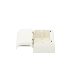 Caja Superficial Con Bisagras de Instalación a Presión, Para Canaletas T45, Material PVC Rígido, Color Blanco Mate